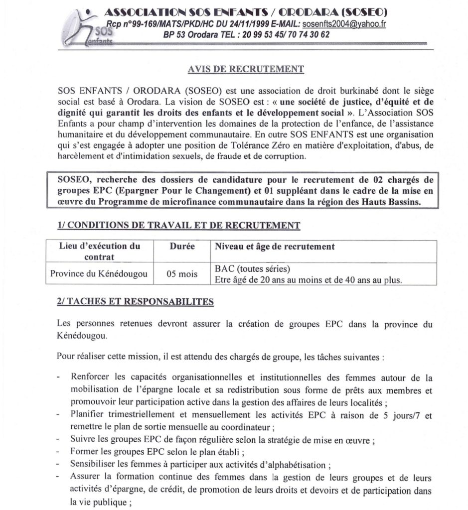 Avis de Recrutement